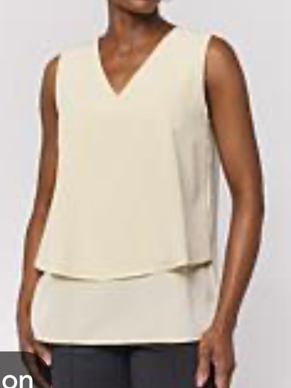 Sleeveless V-Neck Layered Tank Top - light yellow - Picture 2 of 5